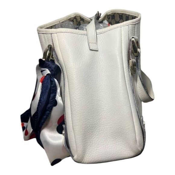 Gucci Women's Abbey D Ring Handbag Canvas Leather Shoulder Bag White - Picture 6 of 12